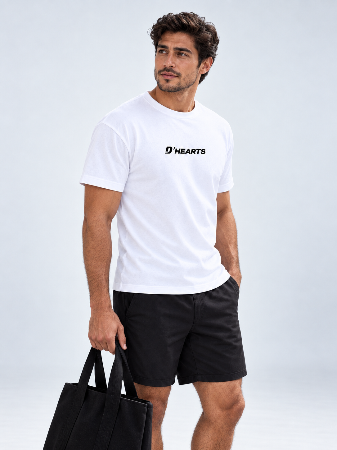 D'HEARTS unisex short sleeve tee in White — Chest Logo