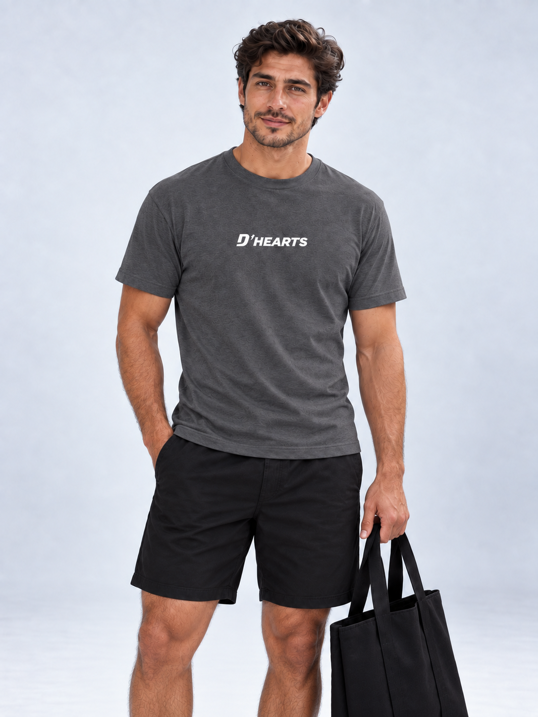 D'HEARTS unisex short sleeve tee in Dark Gray — Chest Logo